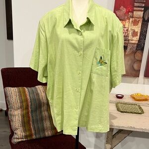 A.H.C. Light Green Linen Blend Shirt